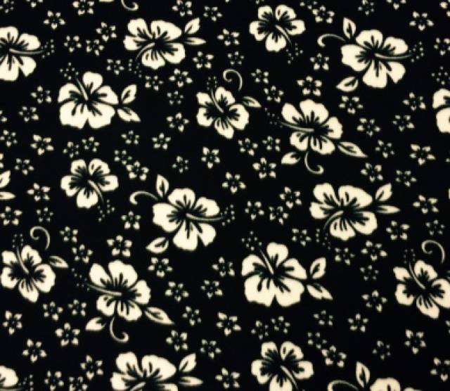 Black Hawaiian Florals Flower Fleece Fabric