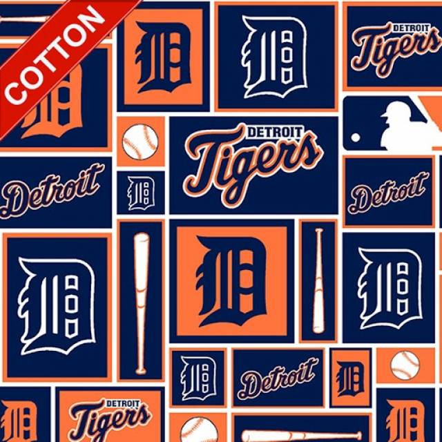 Detroit Tigers Block MLB Cotton Fabric