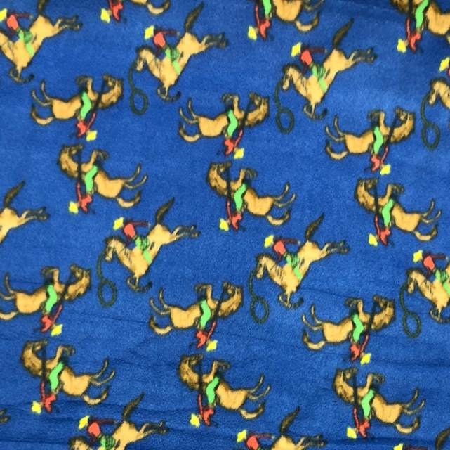 Blue Ride Em Cowboys Rodeo Fleece Fabric