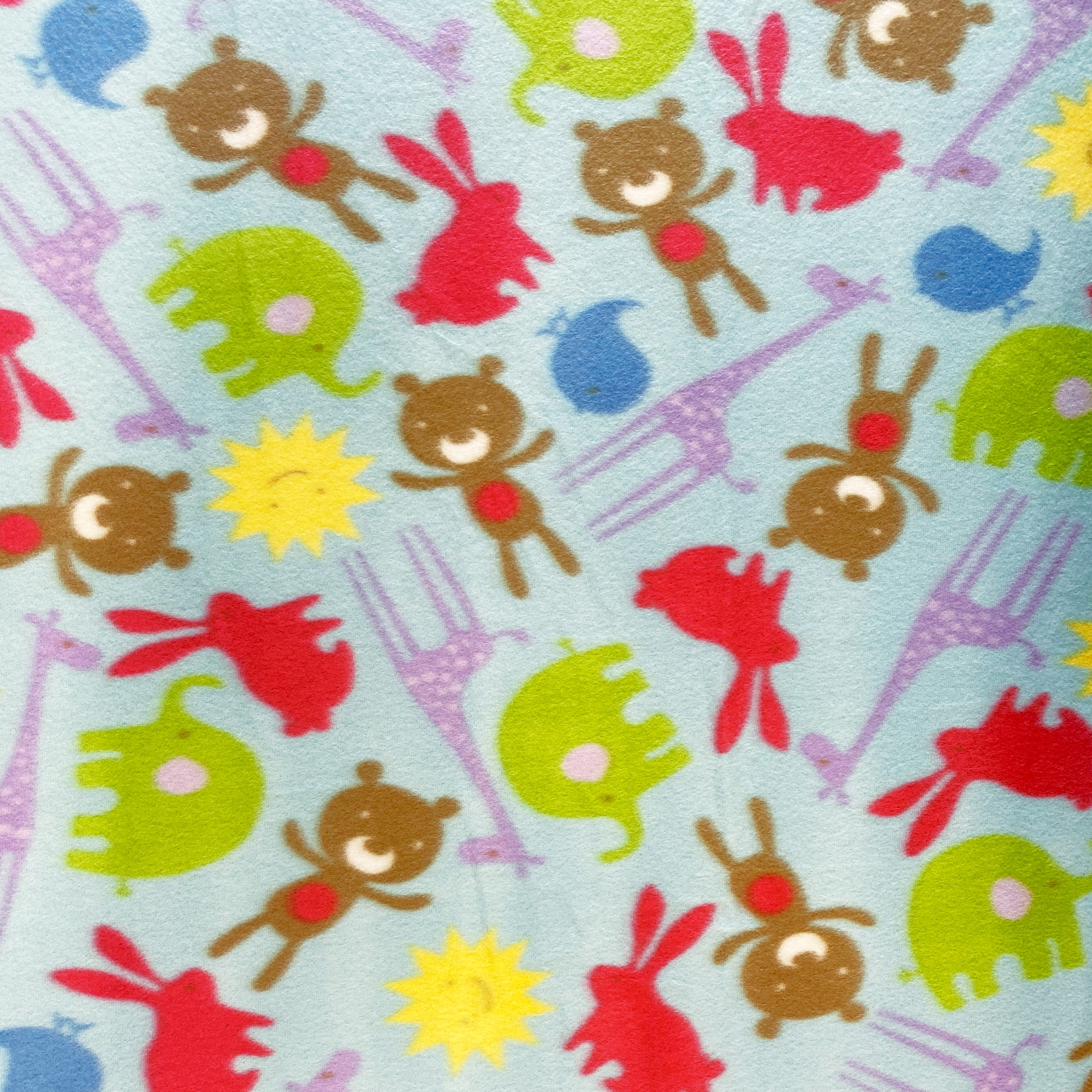 Animal Fun Blue Fleece Fabric