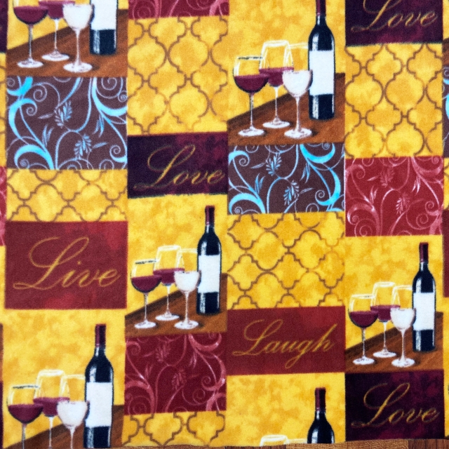 Live laugh love Wine Club Fleece Fabric