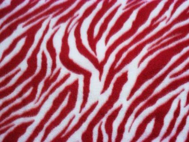 Red and White Zebras Stripes Fleece Fabric