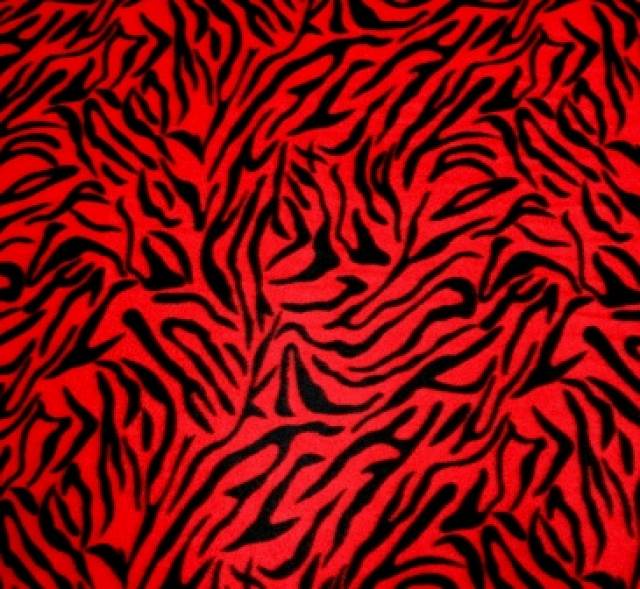 Red Zebras Stripes Fleece Fabric