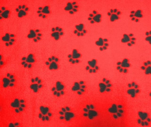 Dog Paws Red Fleece Fabric