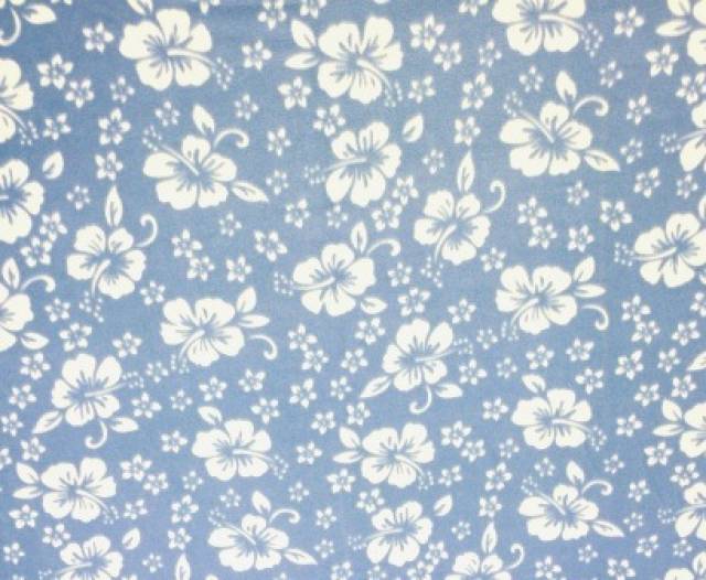 Blue Hawaiian Florals Flower Fleece Fabric