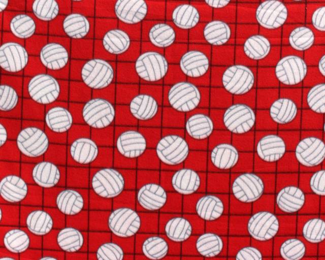 Volleyballs Red Fleece Fabric