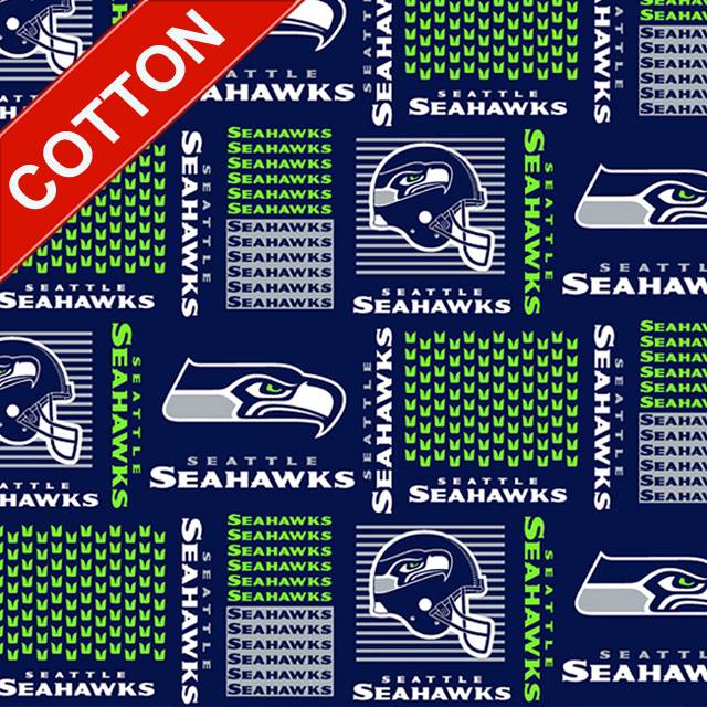 Seattle Seahawks Blocks NFL Cotton Fabric 