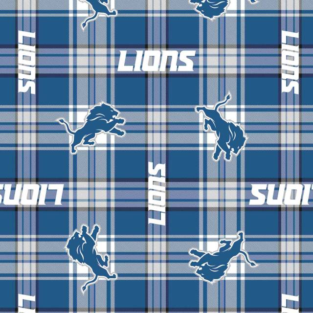 Detroit Lions Plaid NFL Fleece Fabric