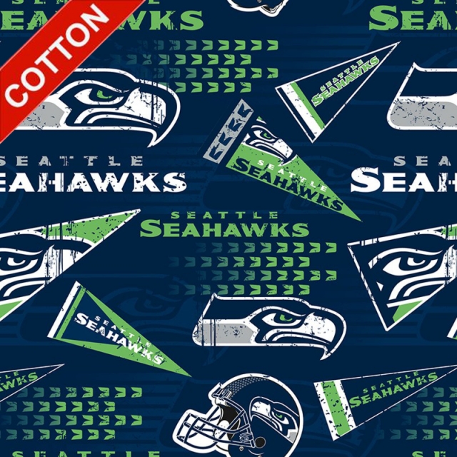 Seattle Seahawks Retro NFL Cotton Fabric