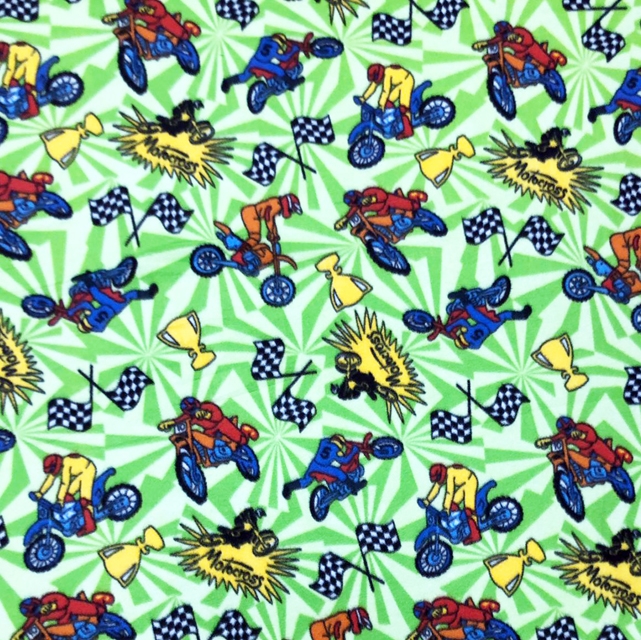 Green Champion Motorcross Racer Fleece Fabric