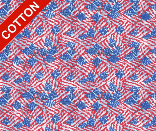 USA Flag Allover Cotton Fabric