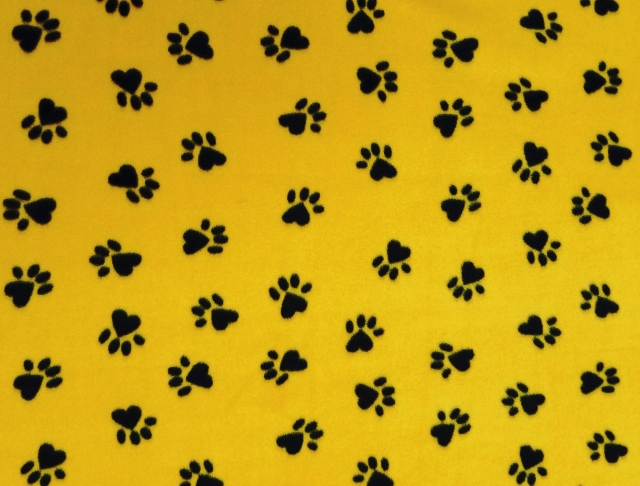 Dog Paws Gold Fleece Fabric