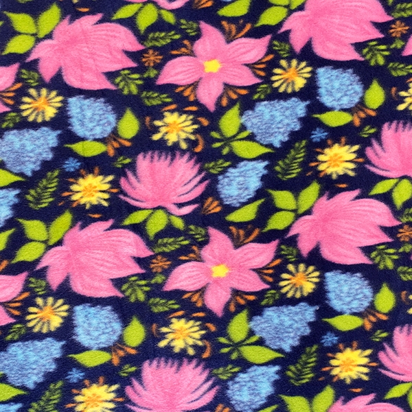 Tropical Floral Navy Fleece Fabric