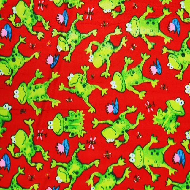 Frogs Red Fleece Fabric
