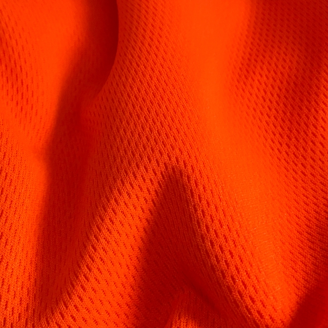 Neon Orange Flat Back Dimple Mesh Fabric