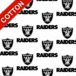 Oakland Raiders White NFL Cotton Fabric