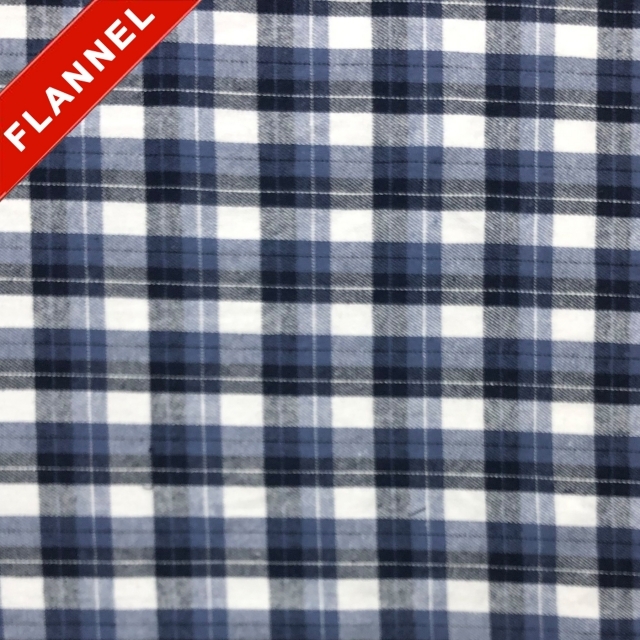 Flannel Yarn Dyed Plaid Fabric Tad Chambray, by the yard