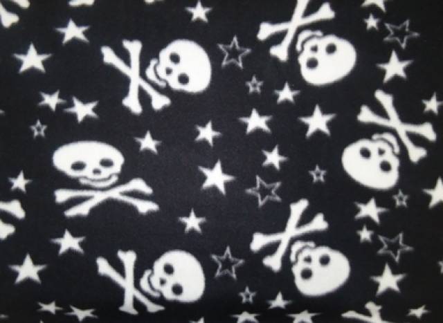 Skulls & Crossbones Black Fleece Fabric - Fleece Fabric Print by The Yard