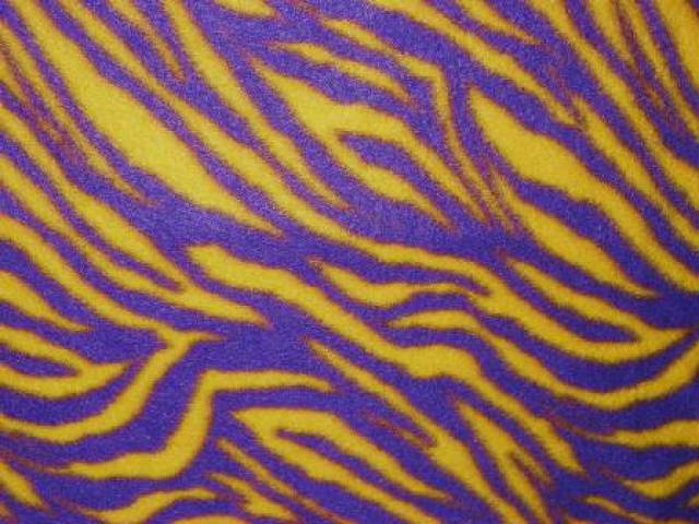 Purple & Gold Zebras Stripes Fleece Fabric