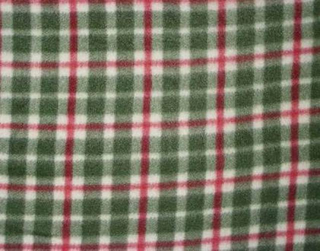 Olive & Red Checkers Fleece Fabric