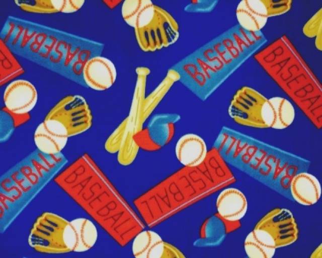 Baseball Equipments Royal Blue Fleece Fabric