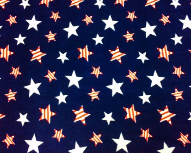 American Striped Stars On Navy Fleece Fabric