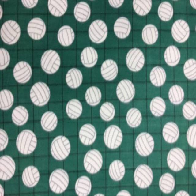 Volleyballs Green Fleece Fabric