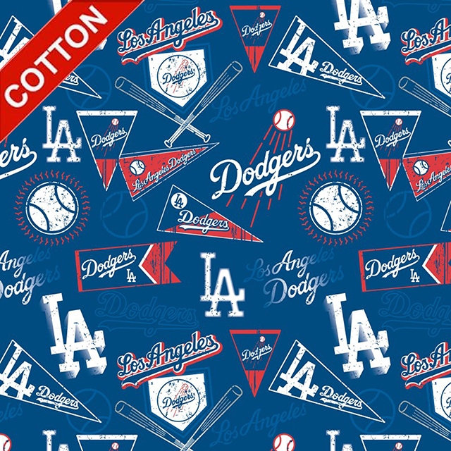 MLB Baseball Los Angeles Dodgers 1958 Vintage Block Cotton Fabric