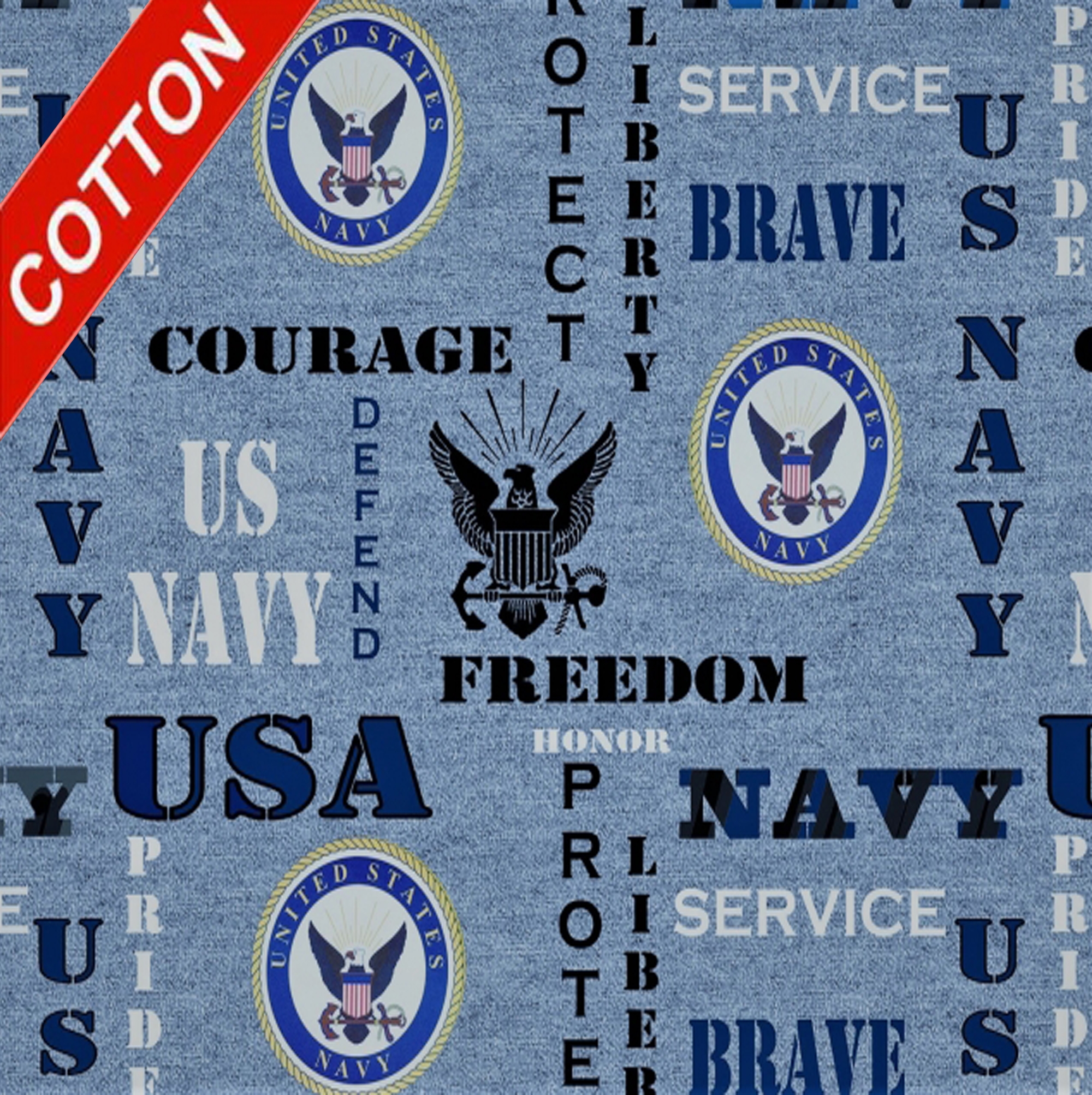 United States Navy Heather Cotton Fabric