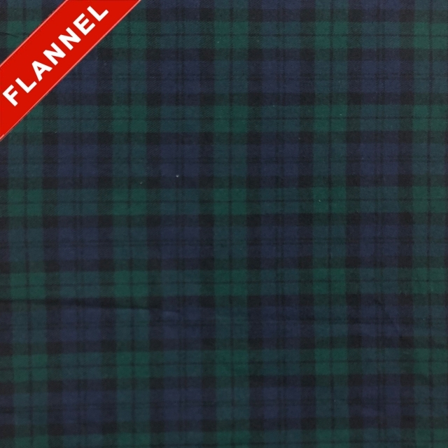 Navy Blue/Green Tartan Plaid Fabric