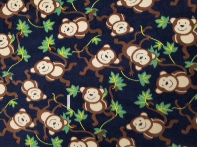 Jungle Monkeys Navy Allover Fleece Fabric