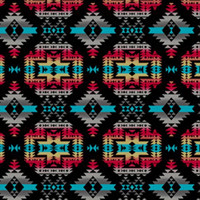 Canyon Black Native American Fleece Fabric Fabric By The Yard