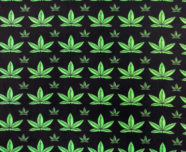 Marijuana Cannabis Leaves Fleece Fabric