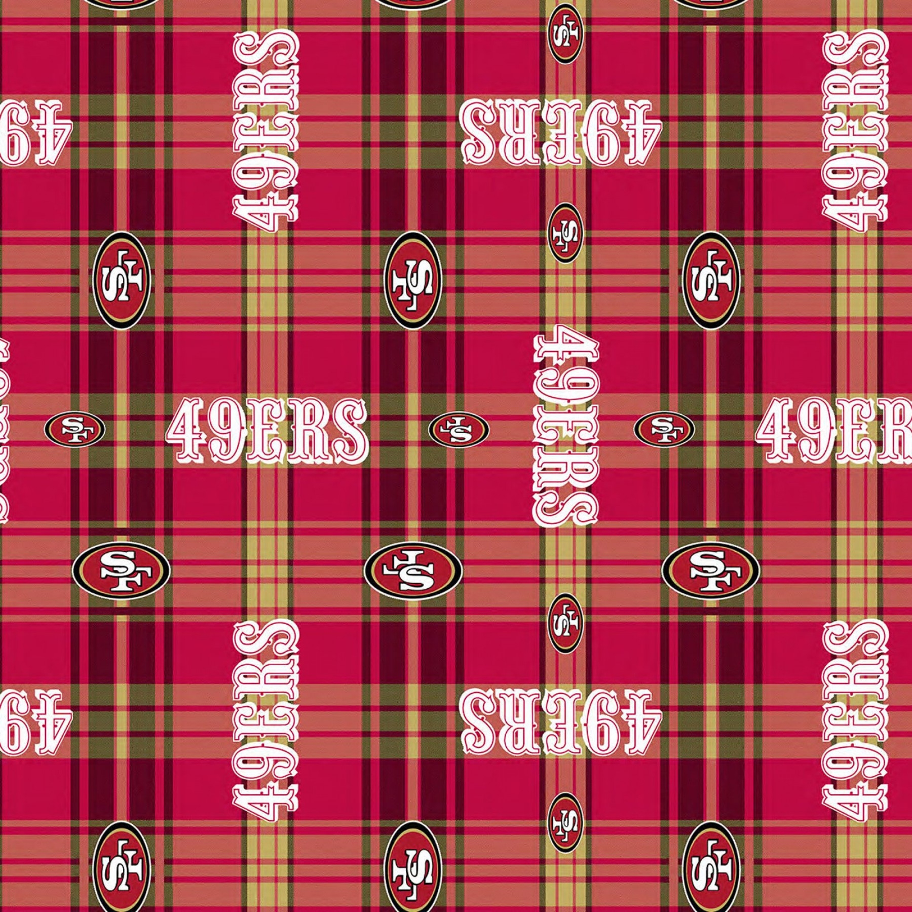 San Francisco 49ers Plaid NFL Fleece Fabric
