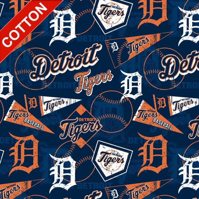 Detroit Tigers MLB Cotton Fabric - MLB Cotton Fabric By The Yard