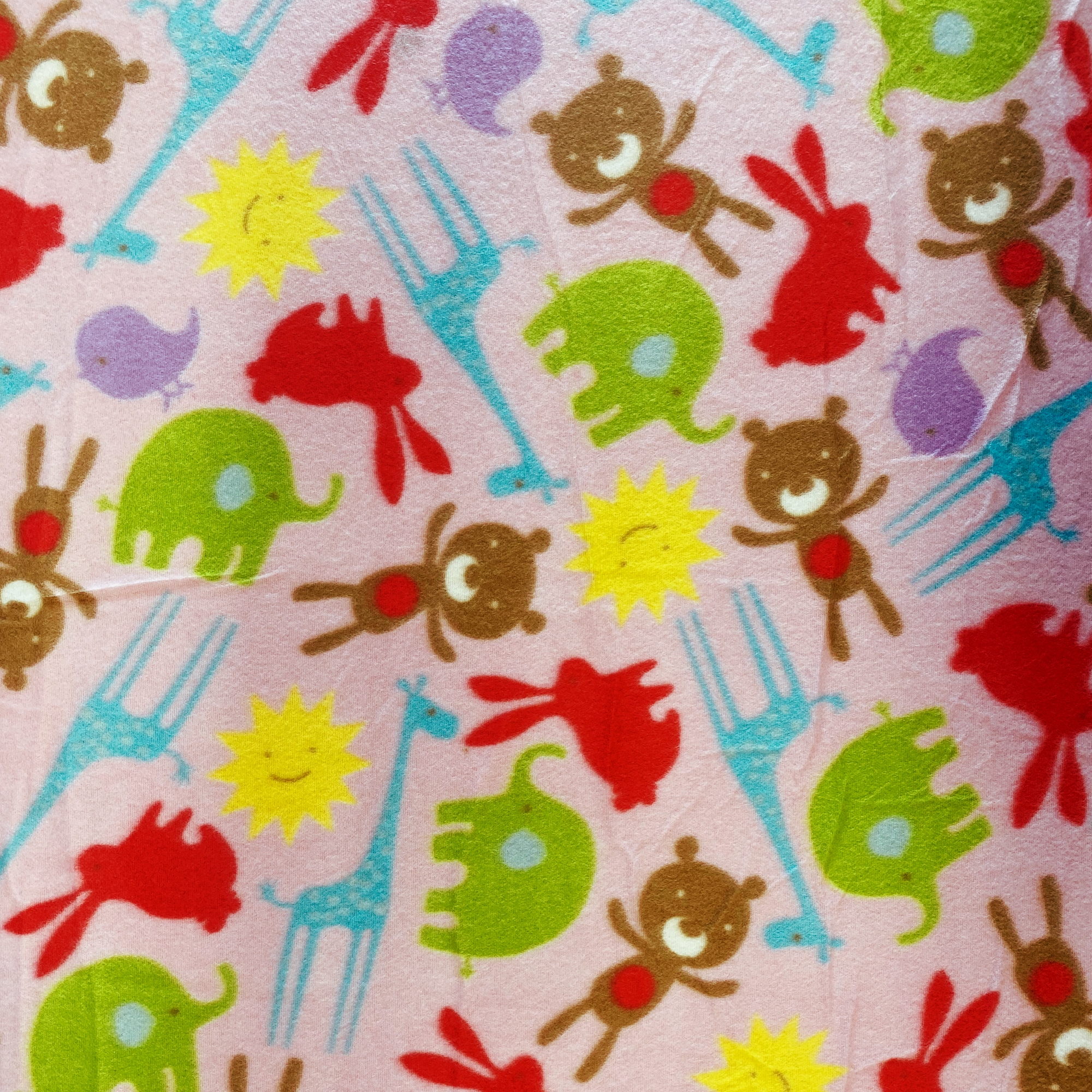 Animal Fun Pink Fleece Fabric Fleece Fabric Print by The Yard