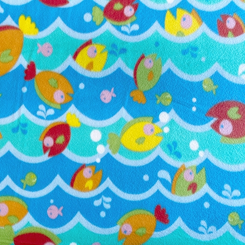 Fish Waves Fleece Fabric - Fleece Fabric Print by The Yard