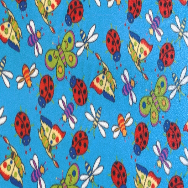 Lady Bugs Blue Fleece Fabric