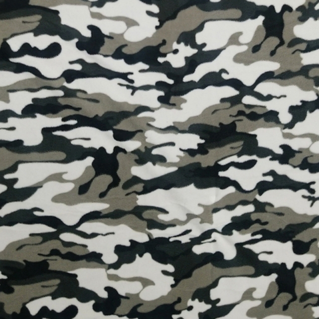 Black & White Camouflage Fleece Fabric