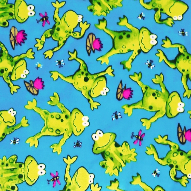 Frogs Blue Fleece Fabric