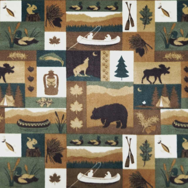 Yellowstone Fishing Fleece Fabric - Fleece Fabric Print by The