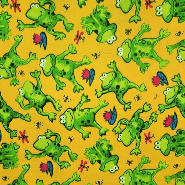 Frogs Gold Fleece Fabric