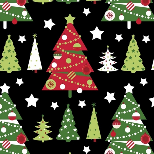 Christmas Eve Trees Fleece Fabric