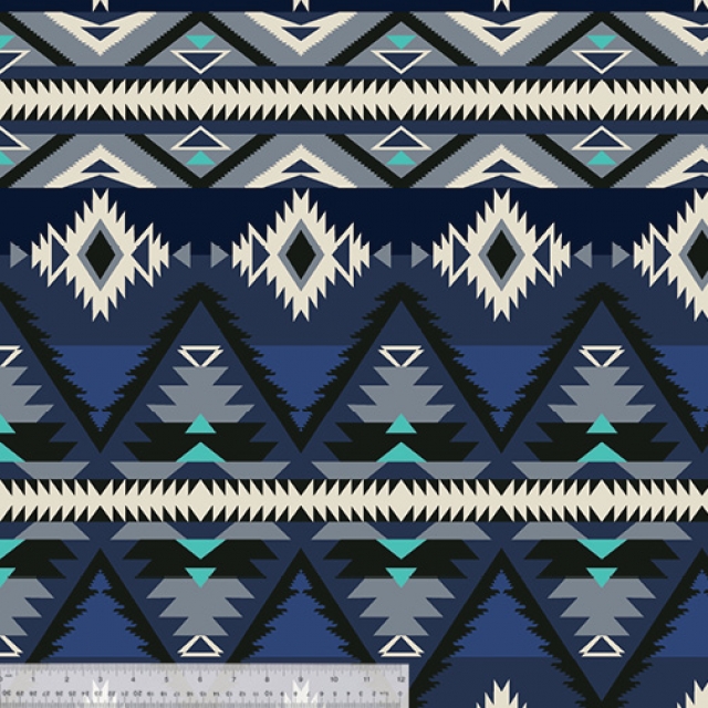 BLUE Raymi Native American Fleece Fabric