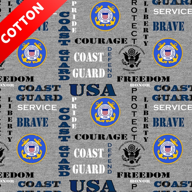  United States Coast Guards Heather  <BR> Cotton Fabric