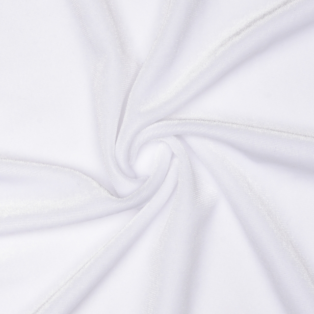 White Stretch Velvet Fabric