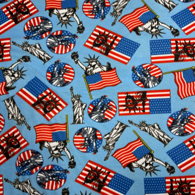 Lady Liberty Blue Fleece Fabric