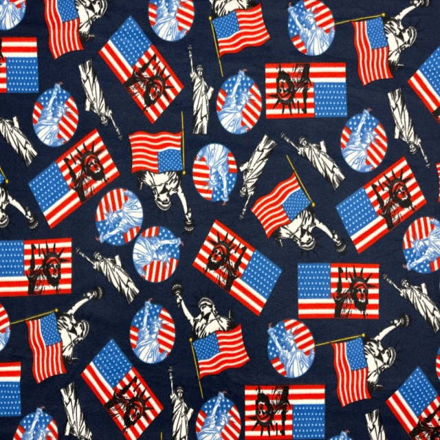 Lady Liberty Navy Fleece Fabric