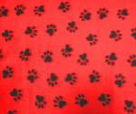 Dog Paws Red Fleece Fabric