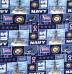US Navy Military Branches Fleece Fabric